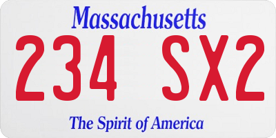 MA license plate 234SX2