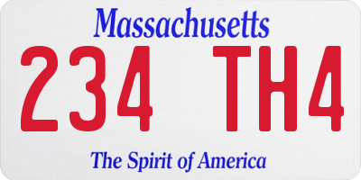 MA license plate 234TH4