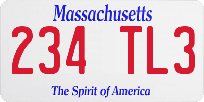 MA license plate 234TL3