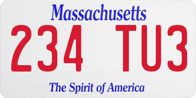 MA license plate 234TU3