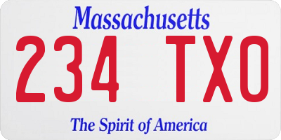 MA license plate 234TX0