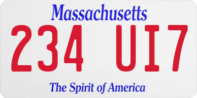 MA license plate 234UI7