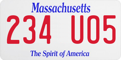 MA license plate 234UO5