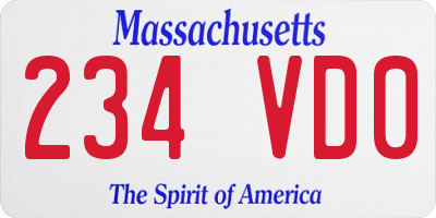 MA license plate 234VD0