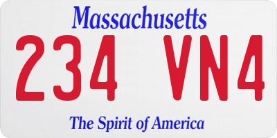 MA license plate 234VN4