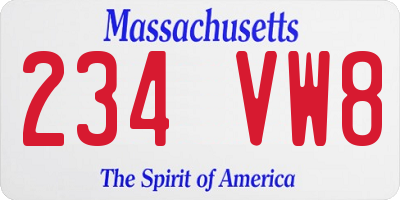 MA license plate 234VW8