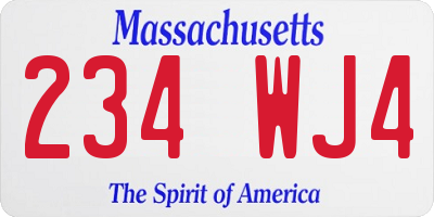 MA license plate 234WJ4