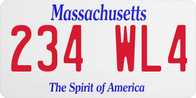 MA license plate 234WL4