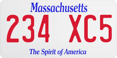 MA license plate 234XC5