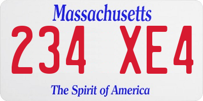 MA license plate 234XE4