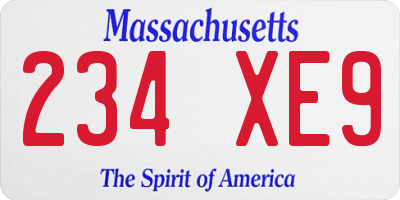 MA license plate 234XE9