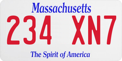 MA license plate 234XN7