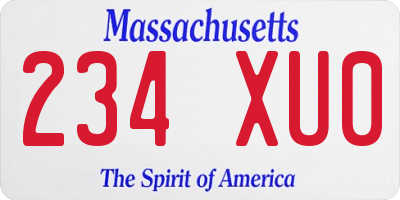 MA license plate 234XU0