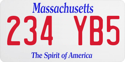 MA license plate 234YB5