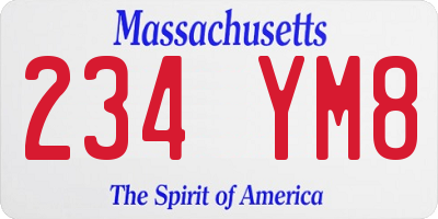 MA license plate 234YM8