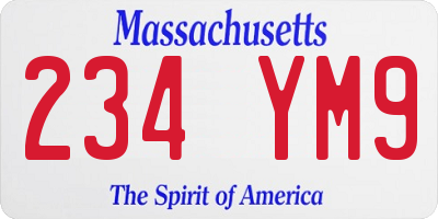 MA license plate 234YM9
