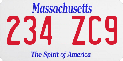 MA license plate 234ZC9