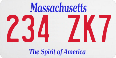 MA license plate 234ZK7