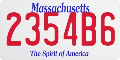 MA license plate 2354B6