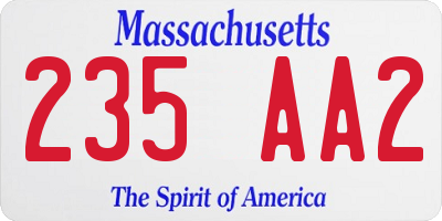 MA license plate 235AA2