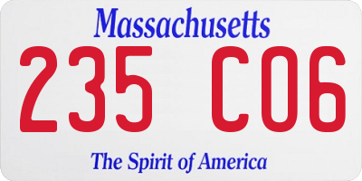 MA license plate 235CO6
