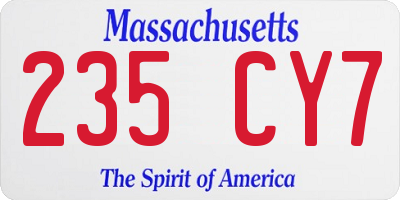 MA license plate 235CY7
