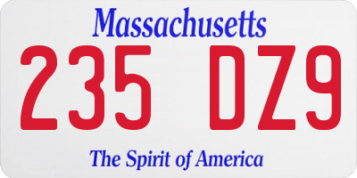 MA license plate 235DZ9