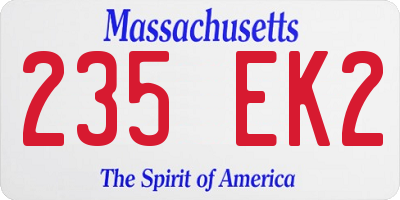 MA license plate 235EK2