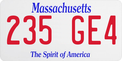 MA license plate 235GE4