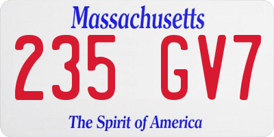 MA license plate 235GV7