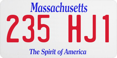 MA license plate 235HJ1