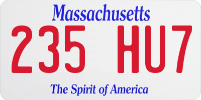 MA license plate 235HU7