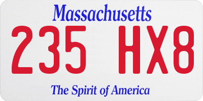 MA license plate 235HX8