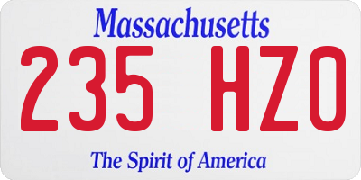 MA license plate 235HZ0