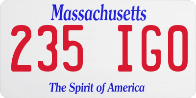 MA license plate 235IG0