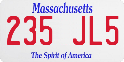 MA license plate 235JL5