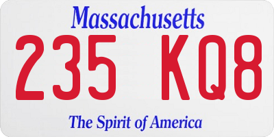MA license plate 235KQ8