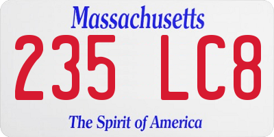MA license plate 235LC8