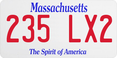 MA license plate 235LX2