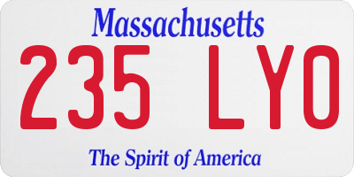 MA license plate 235LY0