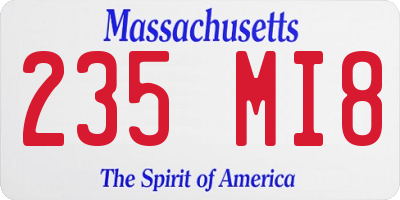 MA license plate 235MI8