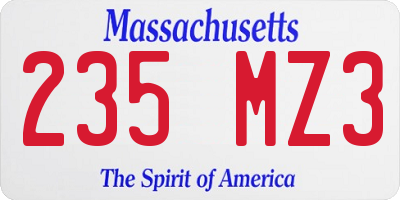 MA license plate 235MZ3