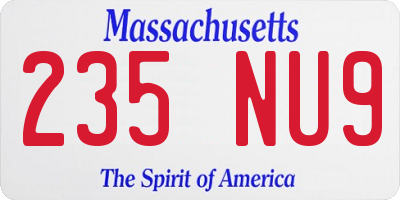 MA license plate 235NU9