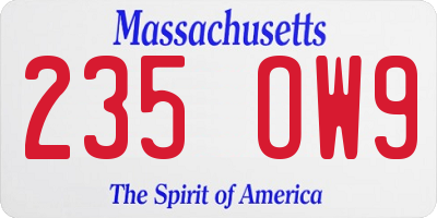 MA license plate 235OW9