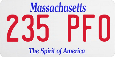 MA license plate 235PF0
