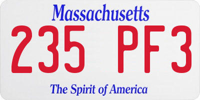 MA license plate 235PF3