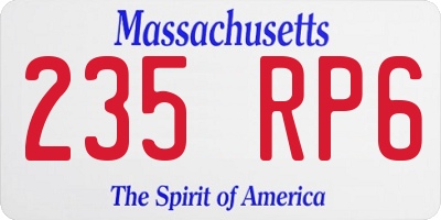 MA license plate 235RP6