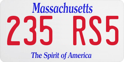 MA license plate 235RS5