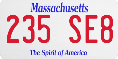 MA license plate 235SE8