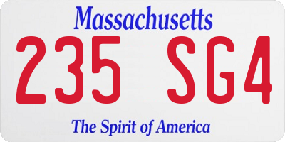 MA license plate 235SG4
